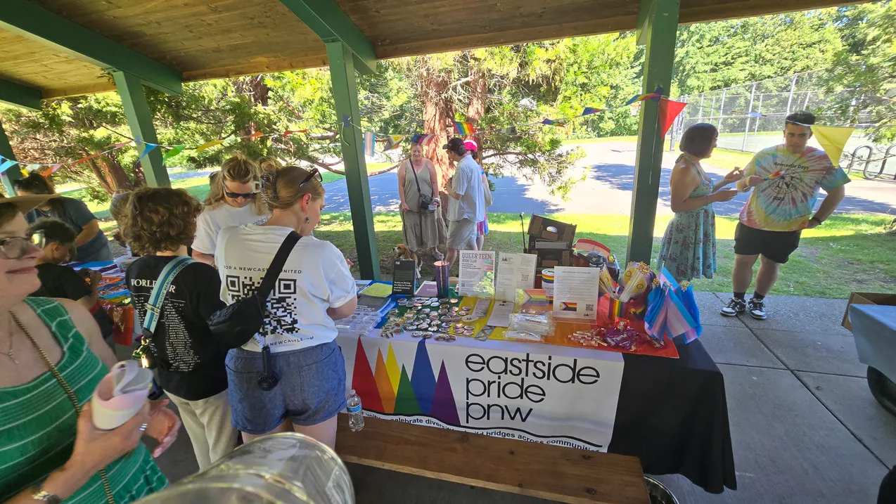A colorful Pride banner displayed at the event