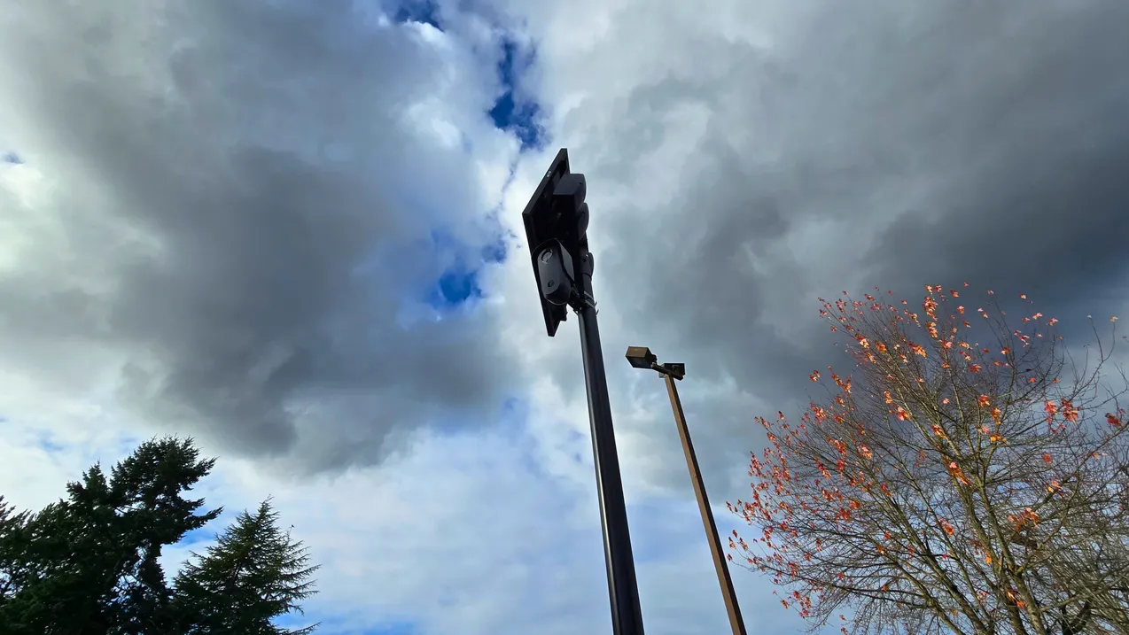 Flock ALPR camera mounted at the Coal Creek PArkway and Newcastle Way intersection