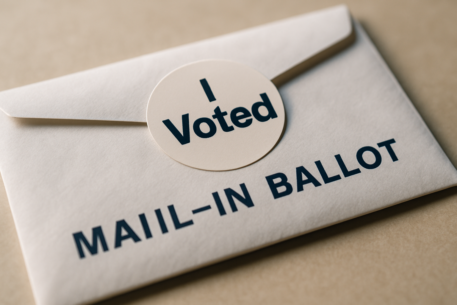 ‘I Voted’ sticker on a ballot envelope